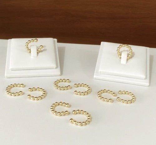 Piercing Argola Orelha Falso Fake Dourado Bolinhas