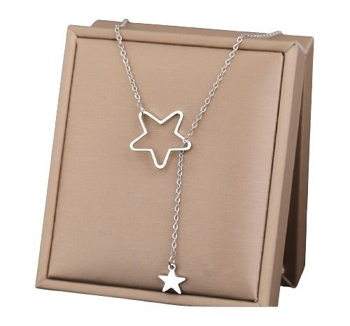 Colar Gravatinha Dourado Ou Prata Estrela Aço Inox