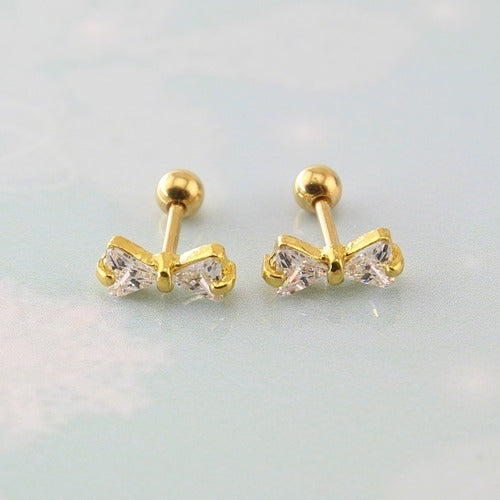 Piercing Tragus Cartilagem Dourado Pedra Zirconia Lacinho