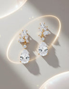 Brinco Noiva Dourado Zirconia Pendurado Debutante Luxo Gota Dourado