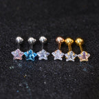 Piercing Tragus Helix Flat Cartilagem Mini Estrela 3 4 5 Mm