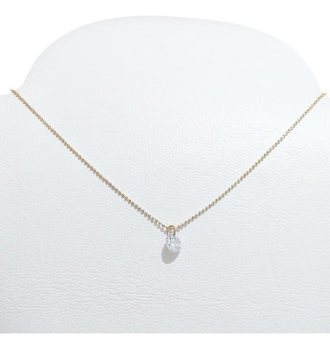 Colar Pedra Zirconia Dourado Ponto De Luz F Ouro 18k Bolinha