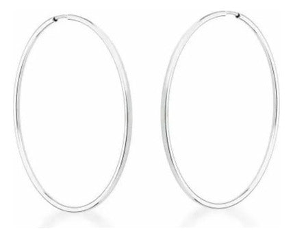 Brinco De Argola Folheado Prata Fio Medio 3,5 Cm