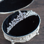 Coroa Tiara Cabelo Noiva Prata Zirconia Princesa Luxo Linda