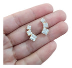 Brinco Ear Cuff Noiva Pedra Zirconia Quadrado Folheado Festa