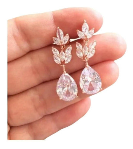 Brinco Noiva Pedra Zirconia Dourado Ou Prata Gota Debutante