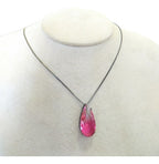 Colar Gota Grande Zirconia Rosa Degradê Rodio Negro Rainbow