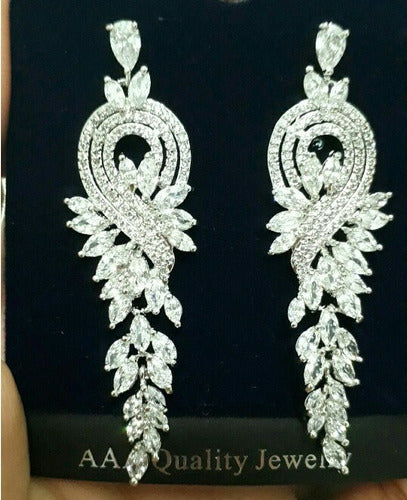 Brinco Noiva Zirconia Prata Festa Formatura Debutante Luxo
