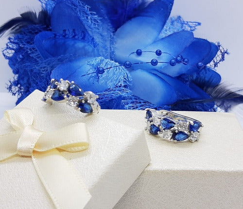 Brinco Pedra Zirconia Prata Madrinha Mãe D Noivos Verde Azul