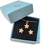 Conjunto Colar E Brinco Pedra Zirconia Estrela Banhado Ouro