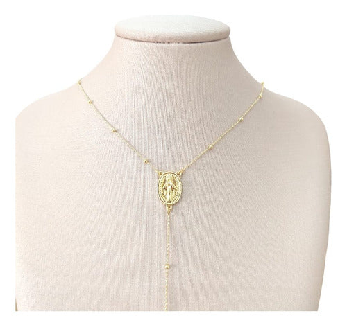 Colar Terço Noiva Dourado Delicado Banhado A Ouro 18k