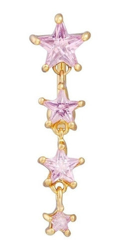 Piercing De Umbigo Dourado Ouro Pendurado Estrela Invertido