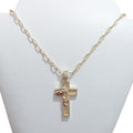 Colar Cruz Crucifixo Jesus Masculino Zirconia Banhado Ouro