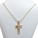 Colar Cruz Crucifixo Jesus Masculino Zirconia Banhado Ouro