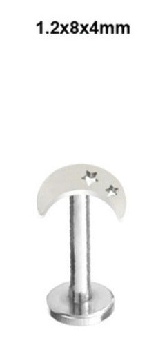 Piercing Tragus Labret Cartilagem Mini Lua Estrela 4 Mm Aço