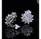 Brinco De Pressão Com Zirconia Noiva Casamento Prata Fixo