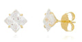Brinco Pedra Zirconia Quadrado F Ouro 18k Dourado 6 Mm
