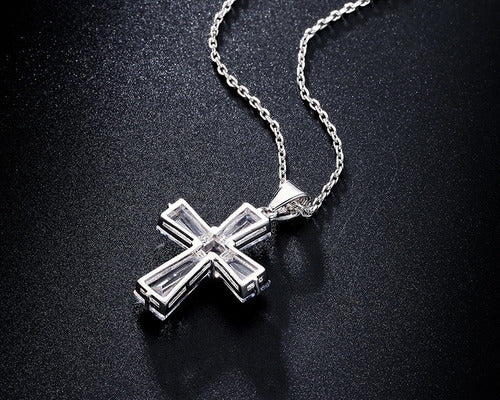 Colar Gargantilha Cruz Crucifixo Noiva Zirconia Prata