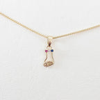 Colar Colorido Pingente Figuinha Figa Pedra Zirconia Sorte
