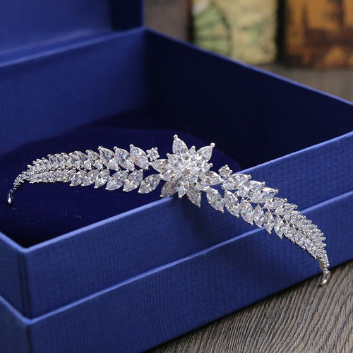 Coroa Tiara Cabelo Noiva Prata Zirconia Debutante Daminha