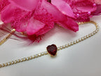 Colar Chocker Zirconia Coração Vermelho Preto Branco Riviera