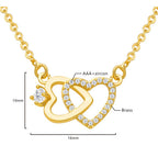 Colar Pingente Coração Duplo Pedra Zirconia Folheado Ouro 18