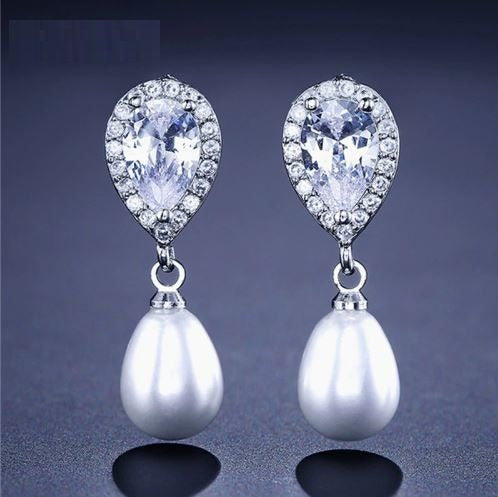 Brinco Noiva Zirconia E Pérola Prata Delicado Luxo Barato