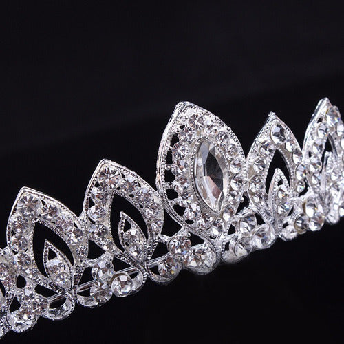 Coroa Tiara Cabelo Noiva Strass Prata Luxo Debutante