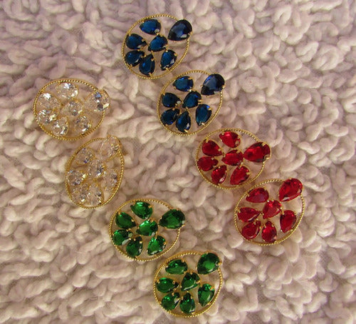 Brinco Dourado Noiva Pedra Zirconia Verde Azul Vermelhofesta