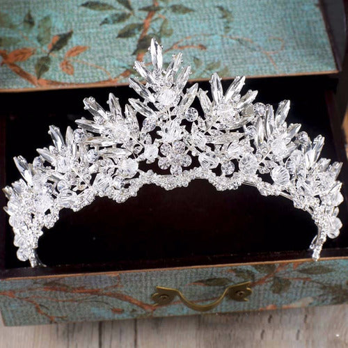 Coroa Tiara Cabelo Noiva Strass Prata Debutante Formatura