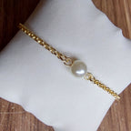 Pulseira Pérola Infantil Dama Folheada A Ouro 18k Semi Joia