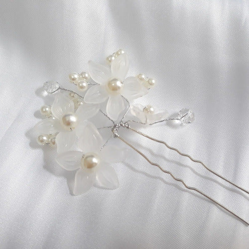 4 Arranjo Enfeite Cabelo Noiva Perola Dama Daminha Debutante