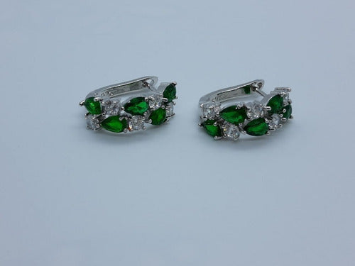 Brinco Pedra Zirconia Prata Madrinha Mãe D Noivos Verde Azul