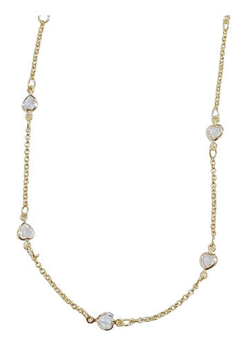 Colar Infantil Pedra Zirconia Coração Folheado A Ouro 18k