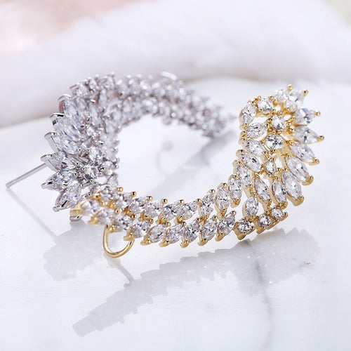Brinco Ear Cuff Noiva Pedra Zirconia Dourado Festa Debutante