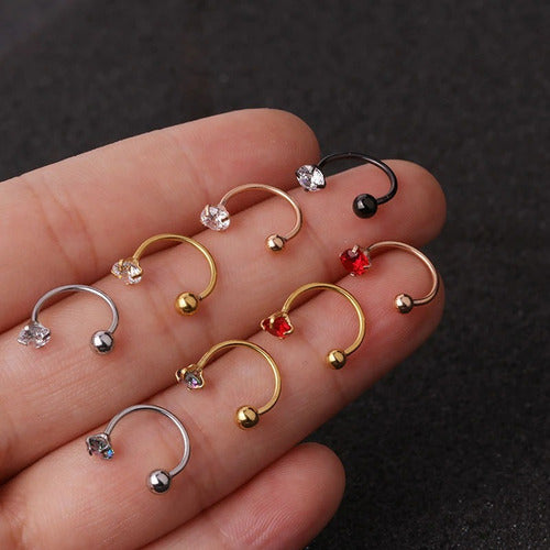 Piercing Ferradura Nariz Cartilagem Pedra Zirconia Aço Cirúr