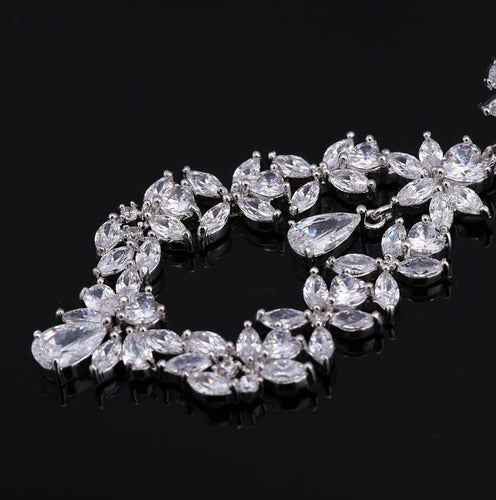 Brinco Noiva Zirconia Pendurado Prata Festa Debutante Luxo