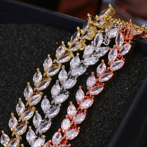 Pulseira Bracelete Prata Zircônia Noiva Debutante Festa