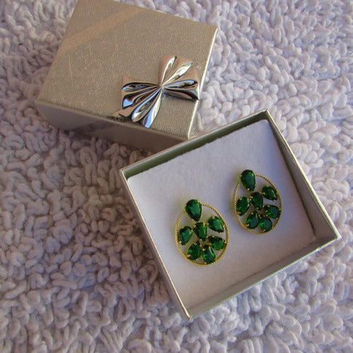 Brinco Dourado Noiva Pedra Zirconia Verde Azul Vermelhofesta