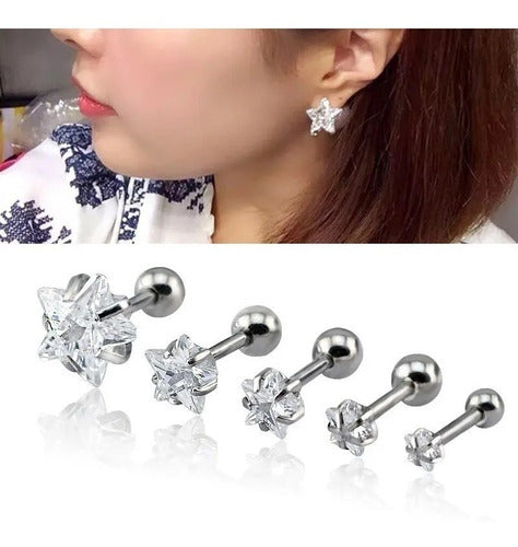 Piercing Tragus Helix Flat Cartilagem Mini Estrela 3 4 5 Mm