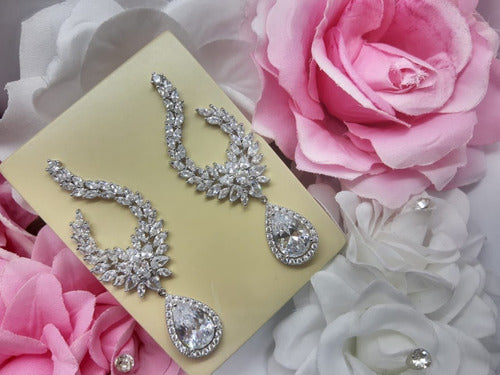 Brinco Noiva Pedra Zirconia Prata Festa Gota Luxo Grande