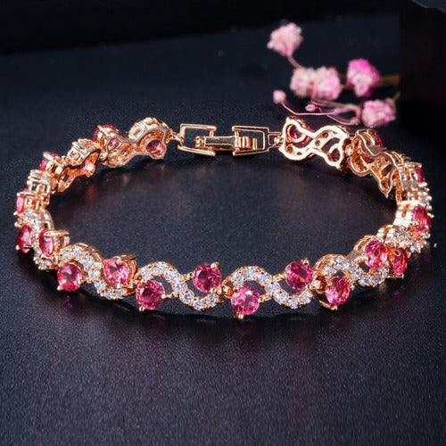Pulseira Bracelete Prata Ou Dourada Zircônia Noiva Debutante