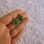 Brinco Dourado Noiva Pedra Zirconia Verde Azul Vermelhofesta
