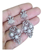 Brinco Noiva Zirconia Perola Pendurado Prata Delicado Festa