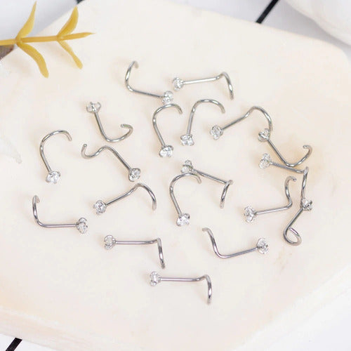 Piercing Nariz Nostril Dourado Pedra Zirconia 3 Mm Pt De Luz