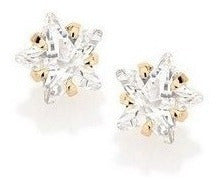 Brinco Pedra Zirconia Estrela 2 Furo Daminha Infantil 5 Mm