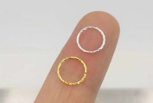 Piercing Argola Trançada Prata 925 6 Mm 8 Mm Fina 0,6 Mm