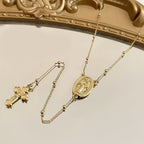 Colar Terço Noiva Dourado Delicado Banhado A Ouro 18k