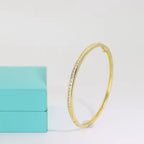 Pulseira Bracelete Dourada Com Pedra Zircônia Festa Semijoia