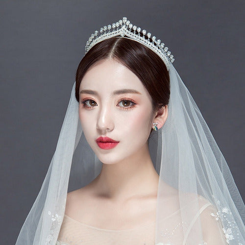 Conjunto Coroa E Brinco Strass E Zirconia Noiva Prata Gota